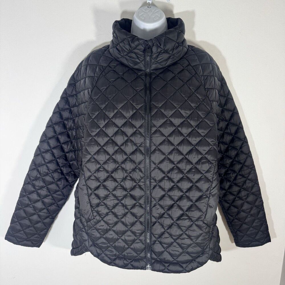 Athleta Whisper Featherless Black Quilted Puffer Jacket Women Size L Large